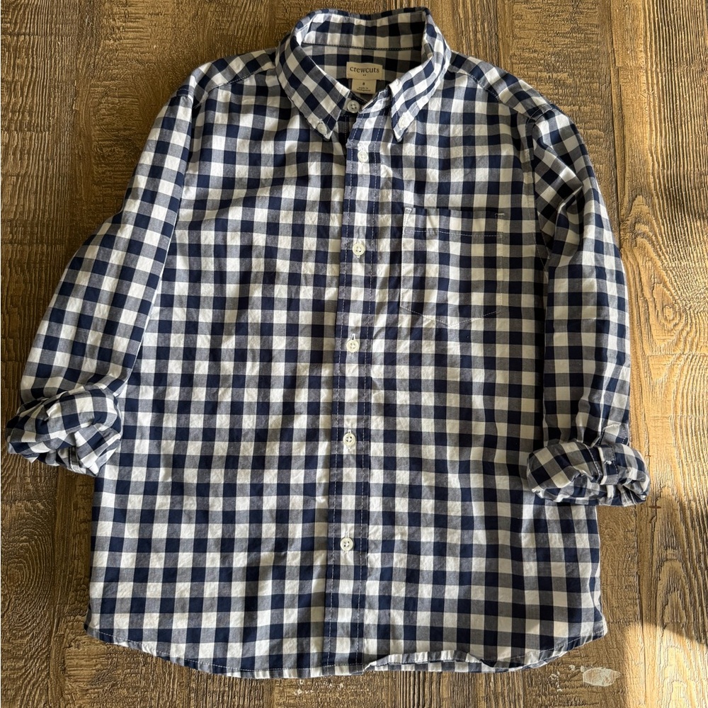 Boys Crewcuts Blue and White Checkered Shirt.
Like new condition!